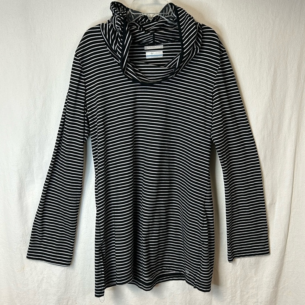 Columbia Women’s Omni Wick Hoodie Size XL Black White Stripe Like New Condition
